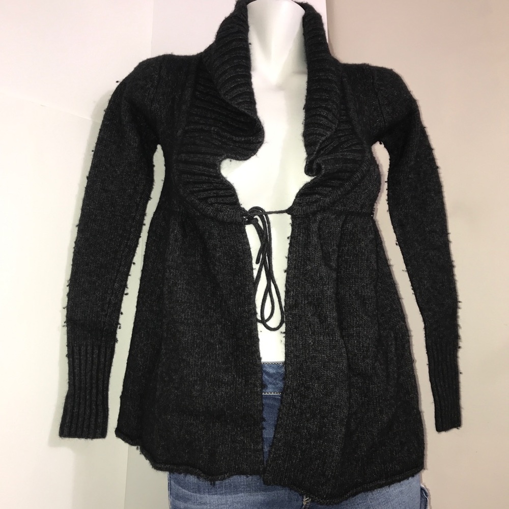 KOKOMO GreyBlack Cashmere Angora Wrap KnitCardigan